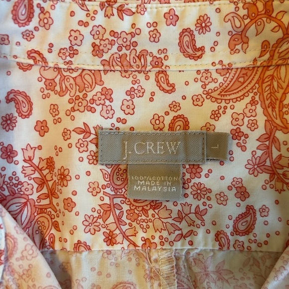 J.Crew Women’s Vintage 100% Cotton Button Up Flip Cuff Shirt Pink Paisley Large. - Picture 4 of 6